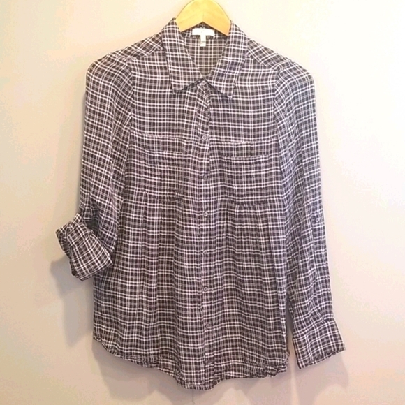 Joie Plaid Cotton Long Sleeve Button Down Shirt - Picture 1 of 8